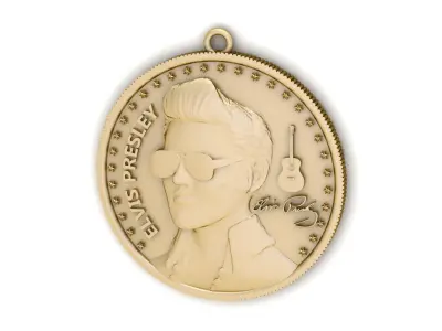 Elvis Presley Coin Pendant Signature 3DM STL Model Files  3D print model