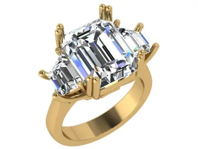 3 Stone Emerald Ring 4521 3D print model
