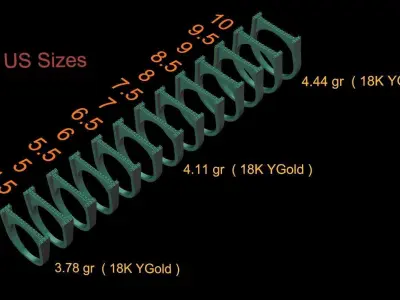 alphabet jewelry ring diamond letter I 3D print model