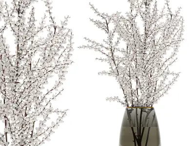 Bouquet of branches with red berries in a vase 99 3D model