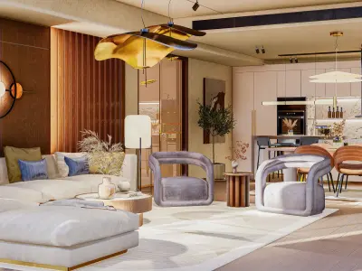 living room-kitchen 3D model