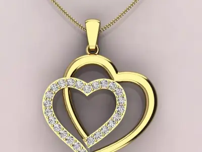 symmetry heart shape pendent bridge connected  3D print model