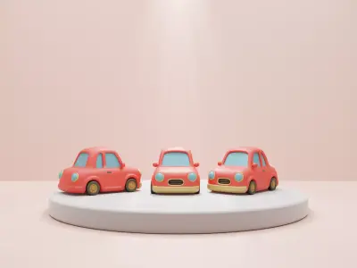 Low Poly Stylized Cartoon Vehicle 3D Model for Games 3D model