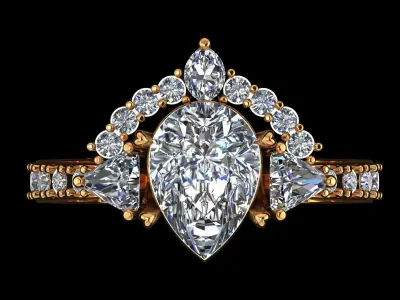 G1017 Aurora Crown Ring 3gm 3D print model