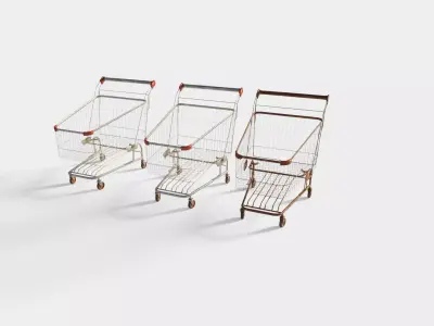 shopping cart with 4k pbr textures clean dirty and rusty Low-poly 3D model