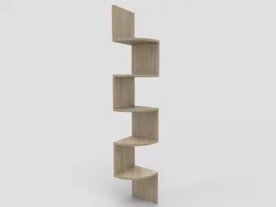Wooden Corner Wall Shelf Low-poly 3D model