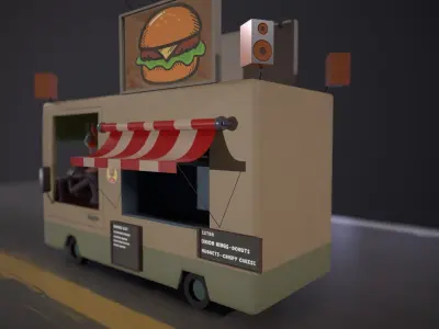 Burger Shop and Shaman Low-poly 3D model