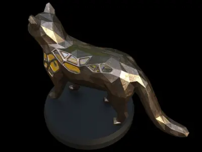 Steampunk Cat Low-poly 3D model