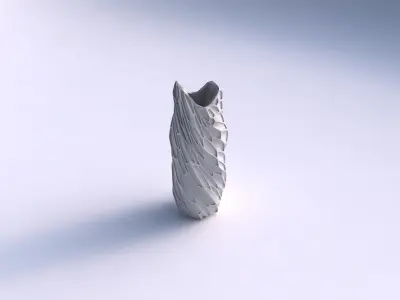 Vase twisted double arc hexagon with organic dents 3D print model