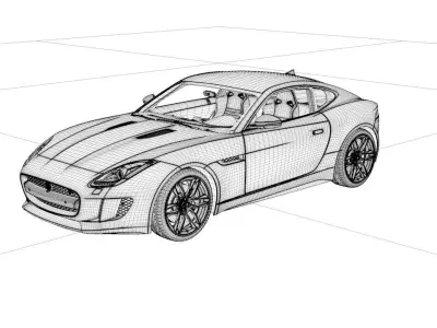 Jaguar holographic image effect---C4D rendering AE synthesis 3D model