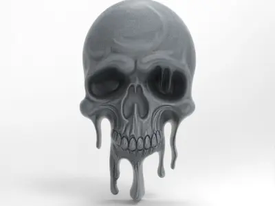 melting skull decor  3D print model