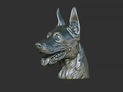 Doberman head 3D print model