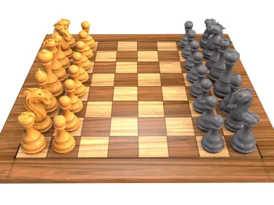 Chess Board lowpoly board game 3d model  Low-poly 3D model