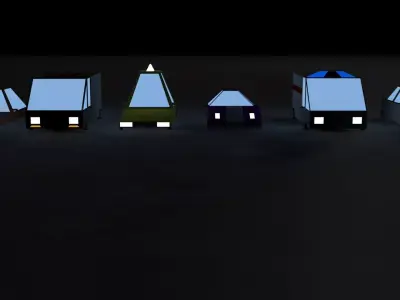 Cartoon Car Pack Low Poly Low-poly 3D model