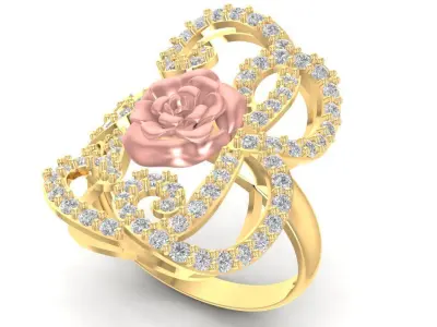 Romantic Rose Diamond Art Ring for Women  2811 3D print model