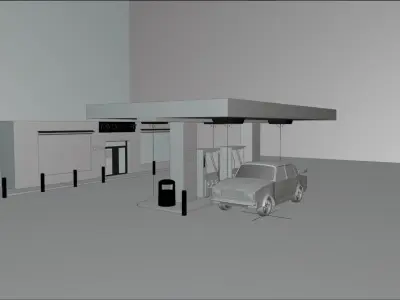 The car is in atmospheric refueling Low-poly 3D model