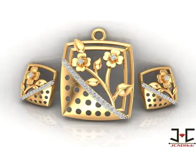 0250 - Flower Pendant Set for Girls - JCADHub 3D print model