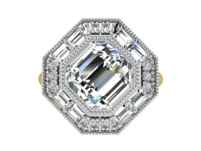 Octagonal Diamond Ring 3786 3D print model