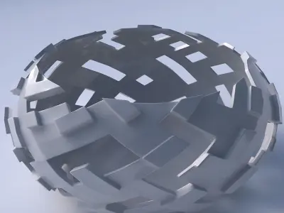 Bowl spheric squeezed wide with cuts and bulges 3D print model