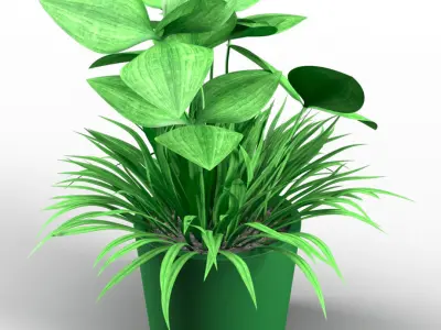 Decorative Pot Clover Low-poly 3D model