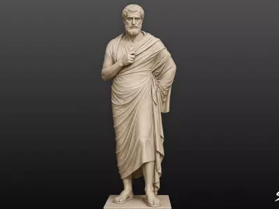 Greek Philosopher Statue Low-poly 3D model