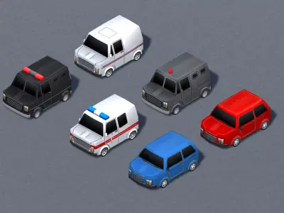 Cartoonic vehicles Pack low-poly 3D models Low-poly 3D model