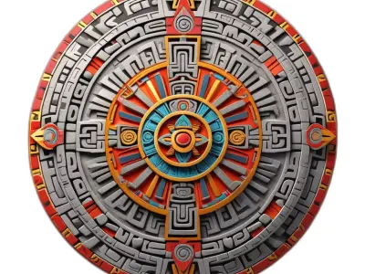 Aztec Sun Stone Calendar Relief Low-poly 3D model