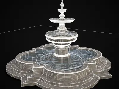 Large Stone Water Fountain Low-poly 3D model