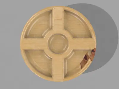 Chinese Style Wood Breakfast Plate STL OBJ FBX File CNC Free 3D print model