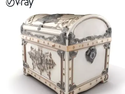 Ornate Decorative Chest D model pack Low-poly 3D model