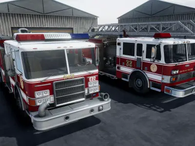 Fire Trucks Unity 3d assets Low-poly 3D model