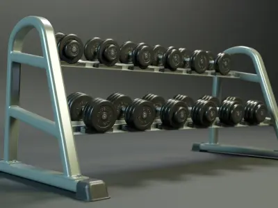 Dumbbell Rack PBR Low-poly 3D model