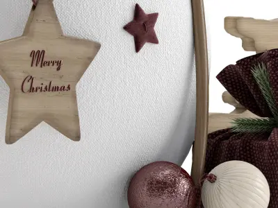 Snowman and wooden christmas tree 2 3D model
