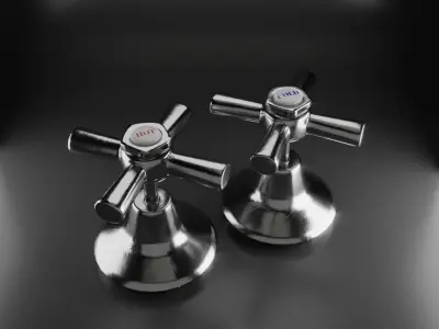 Water Tap Faucets - Hot and Cold Low-poly 3D model