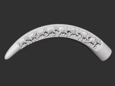 elephants scenes carved ivory tusk 3d printable model cnc 3D print model