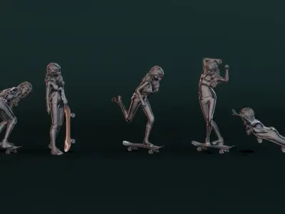 Skateboard Girl 3D model