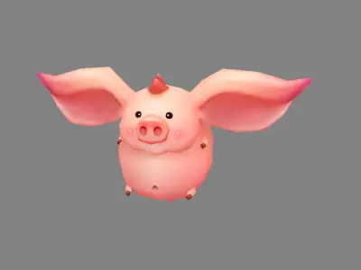 Cartoon piggy - Flying Pig Low-poly 3D model