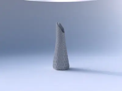 Vase top bent hexagon with grid piramides 2 3D print model