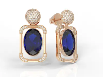  earrings with big stone 3D print model