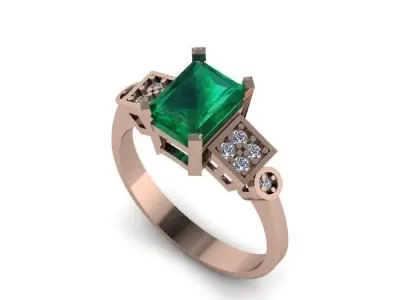 Emerald Diamond Ring Jewellery for Women 3D print model