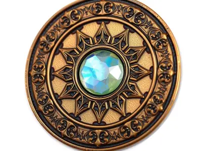 Ornate Gold Medallion model pack Low-poly 3D model