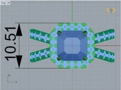 Braided emerald cut ring 332 3D print model