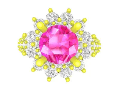 A7357 Luxury Hongkong Style Diamond Engagement Ring 3D print model