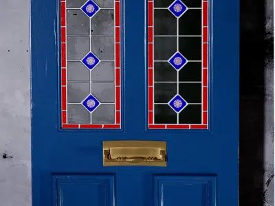 Stylized wooden door Free low-poly 3D model