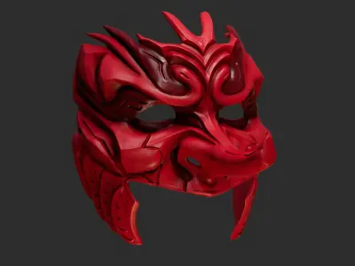 Tengu Half Face Oni Mask 16 Masquerade 3D print model