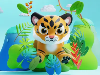Cute Small Tiger 3D model