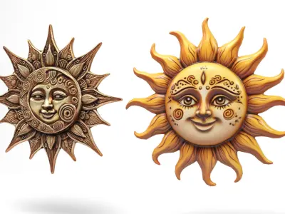 Decorative suns Low-poly 3D model