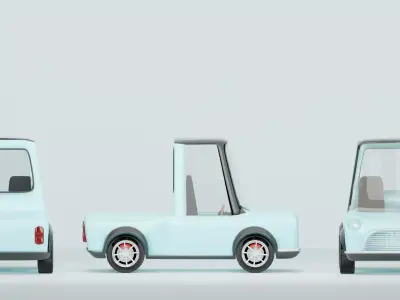  Stylish 3D Mini Pickup Truck   Game-Ready  Low-poly 3D model