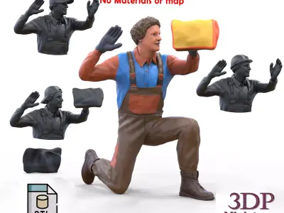 N7 Car Wash Worker with cleaning cloth 3D print model