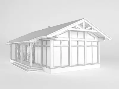 Wooden house with a bath 3D model